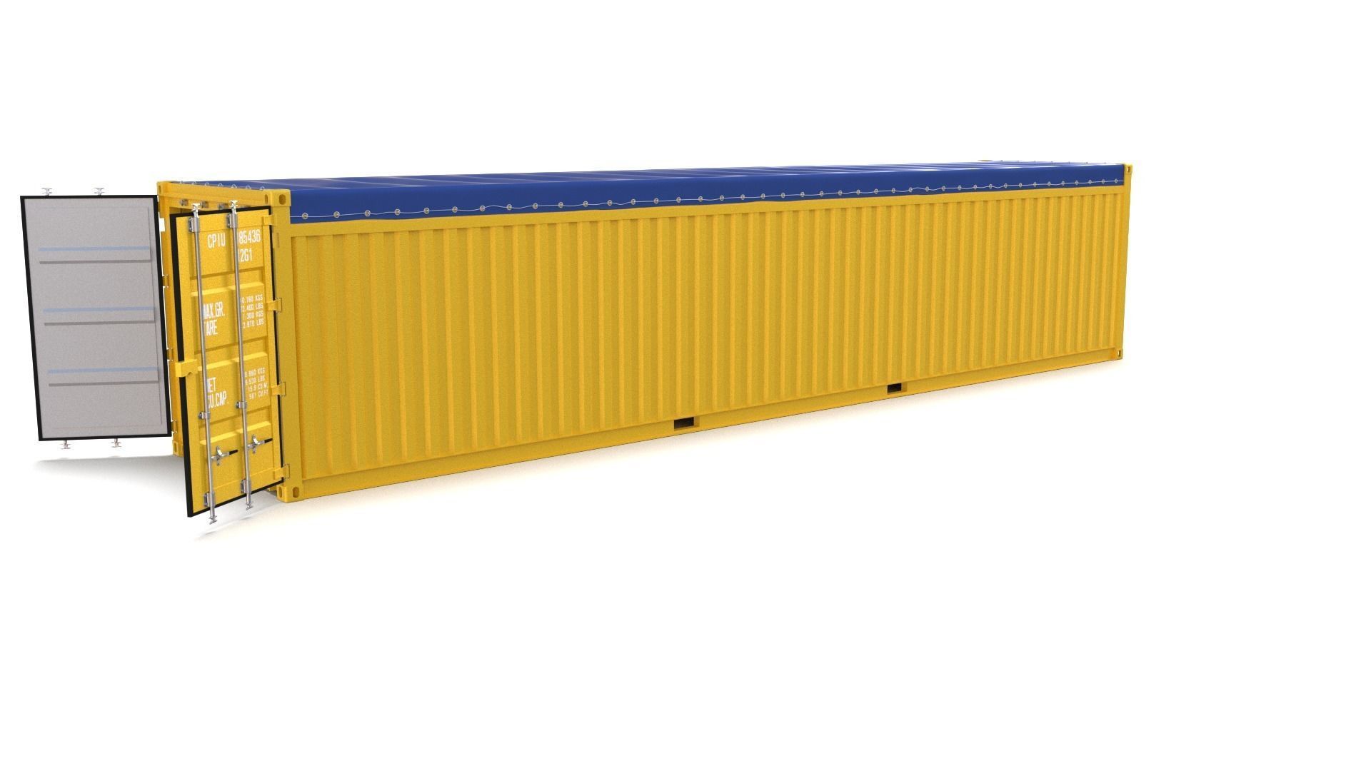 40ft Shipping Container Open Top 3D model_7