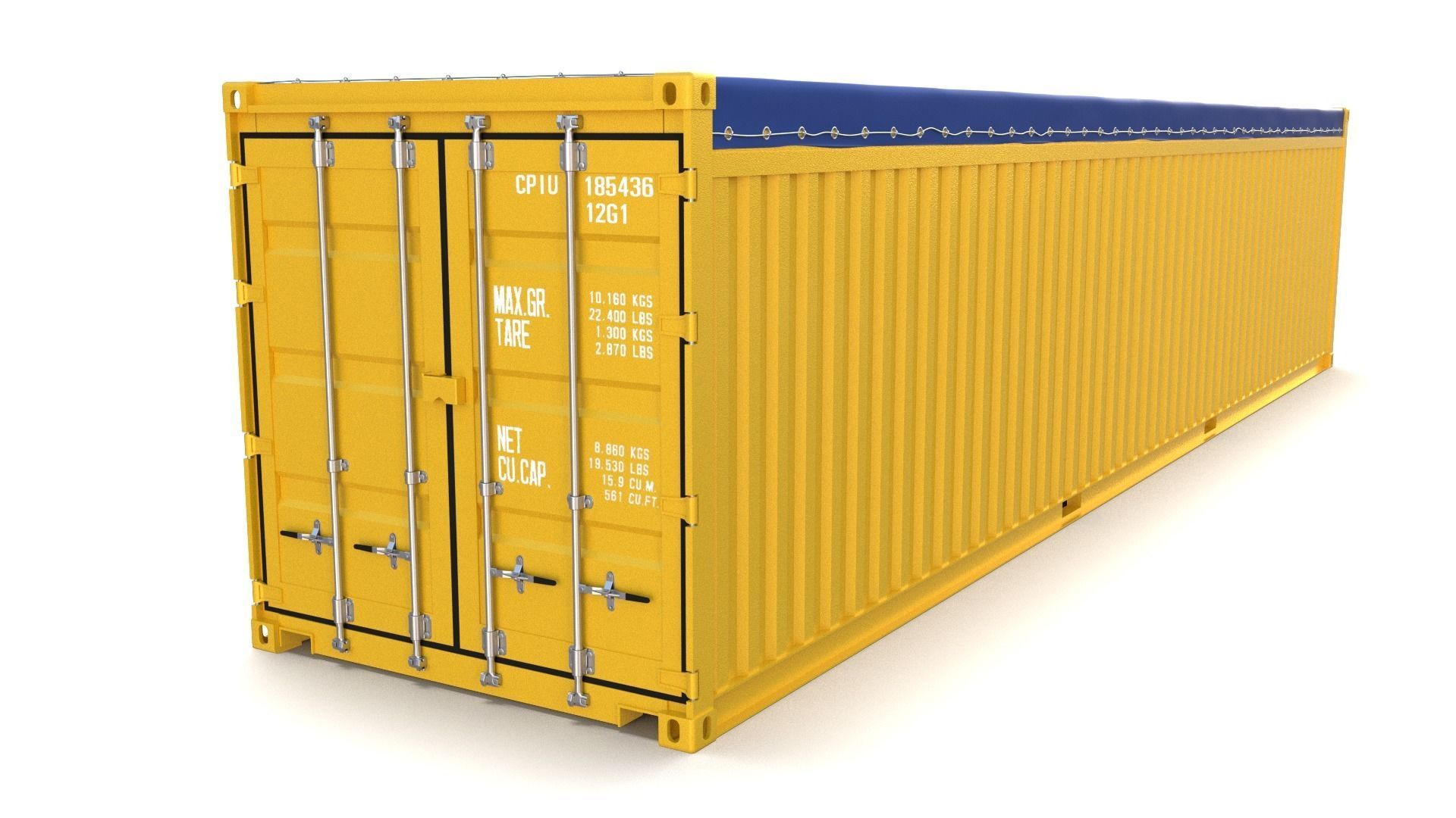 40ft Shipping Container Open Top 3D model_8