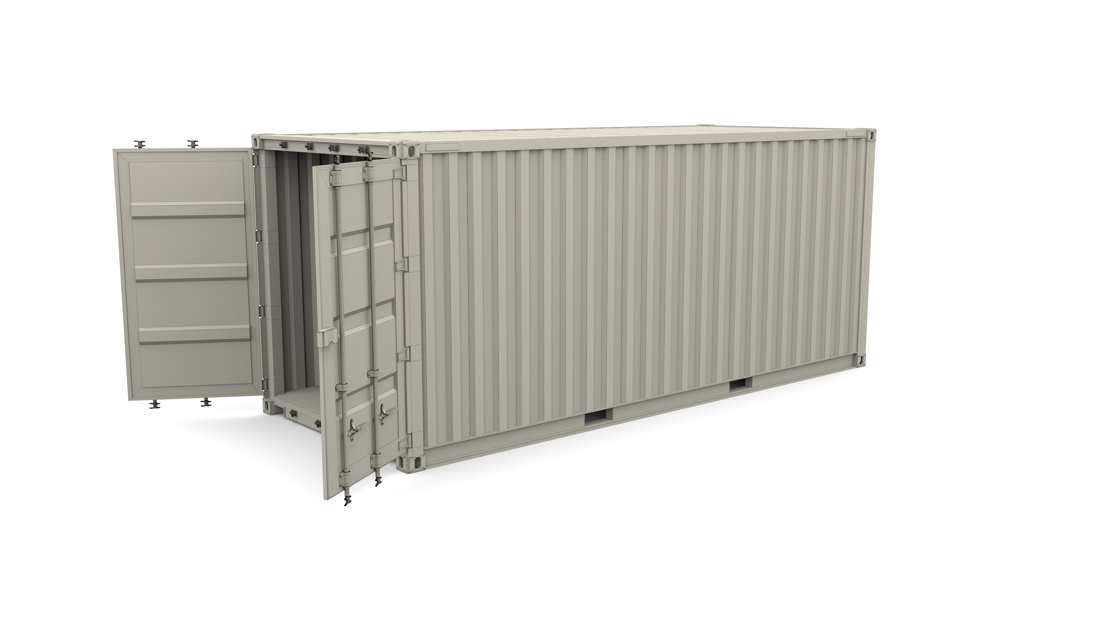 20ft Shipping Container Side Open 3D model_12