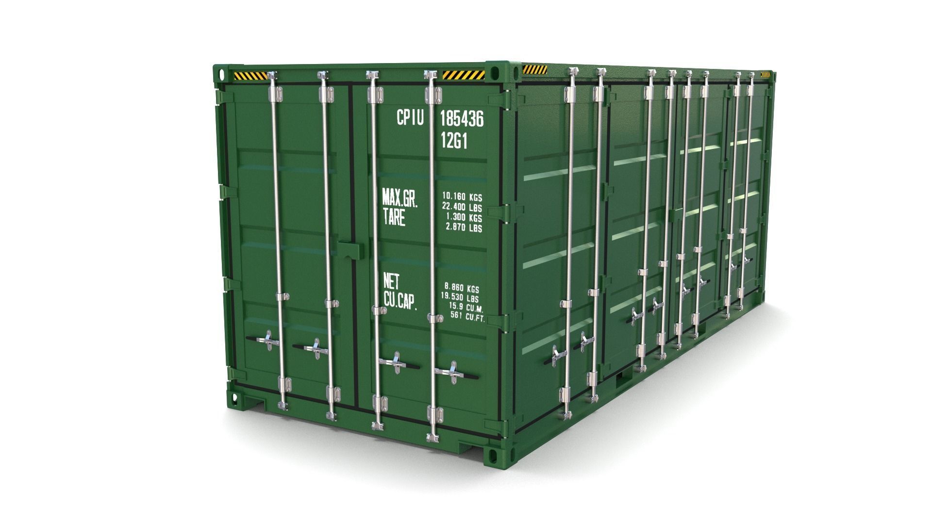 20ft Shipping Container Side Open 3D model_2