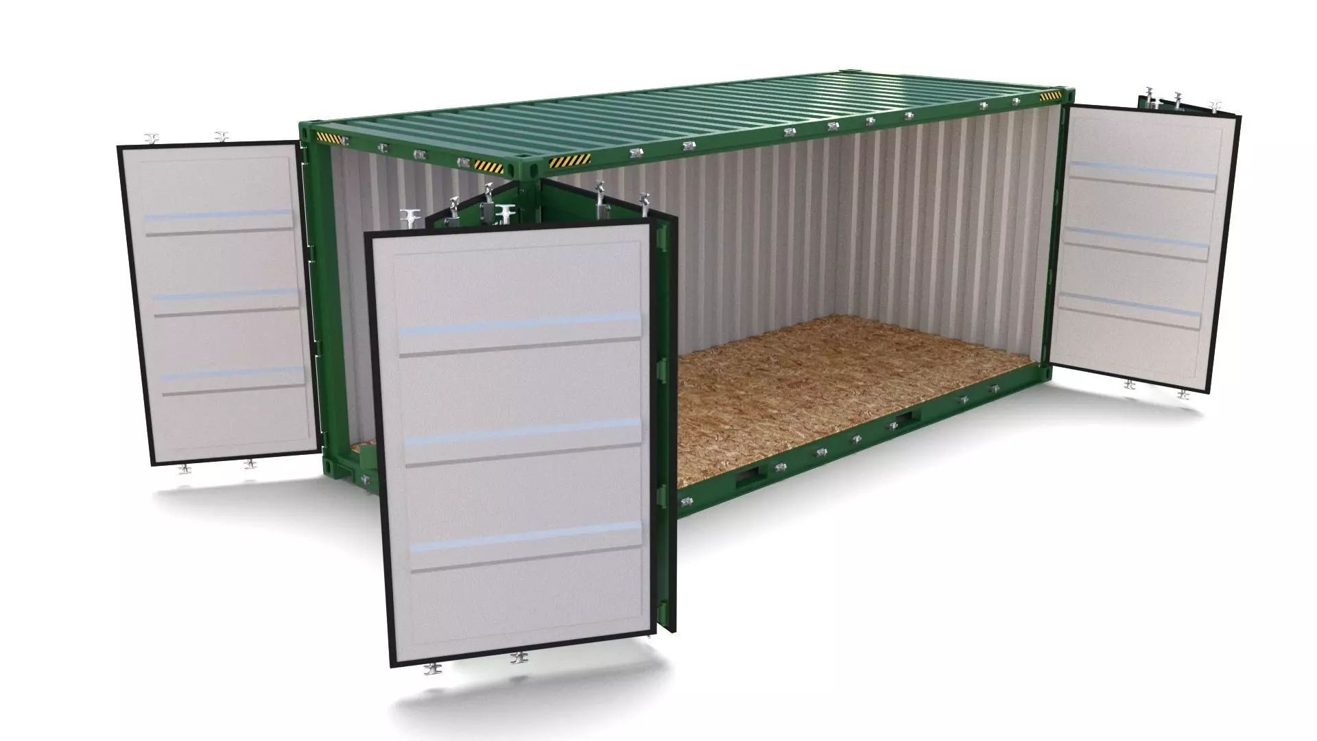 20ft Shipping Container Side Open 3D model_0