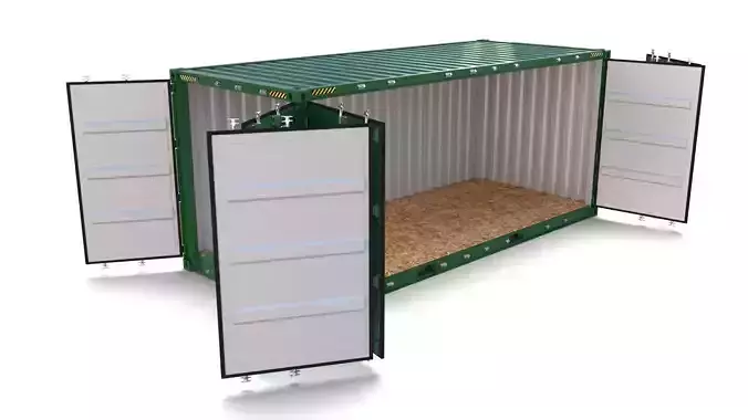 20ft Shipping Container Side Open 3D model