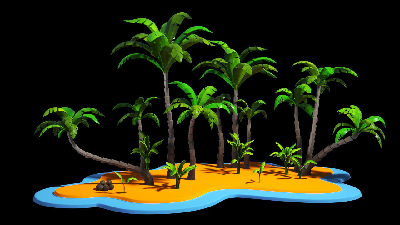 Palm Trees Package  Low-poly 3D model_1