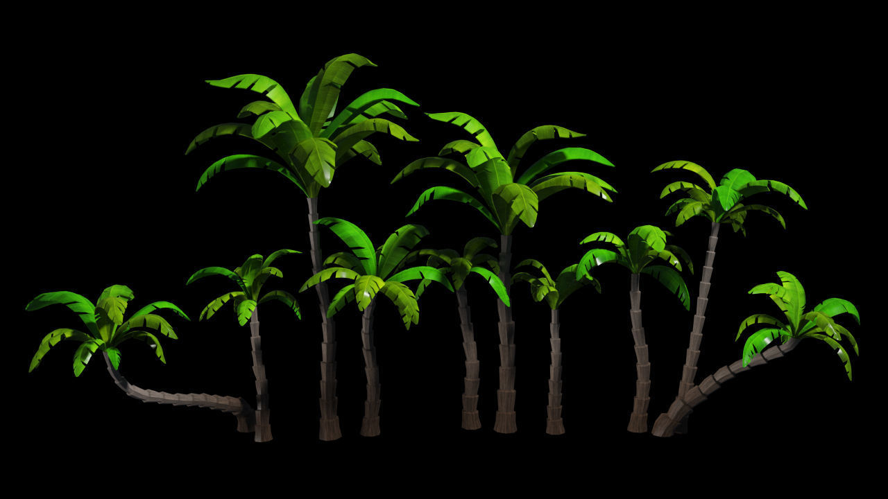 Palm Trees Package  Low-poly 3D model_2
