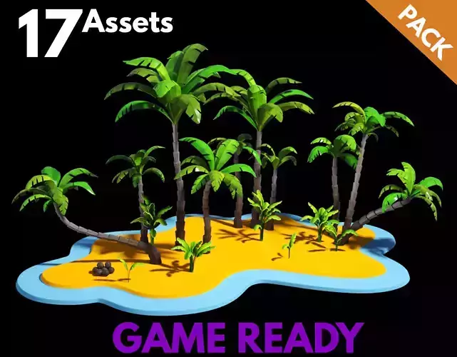 Palm Trees Package  Low-poly 3D model