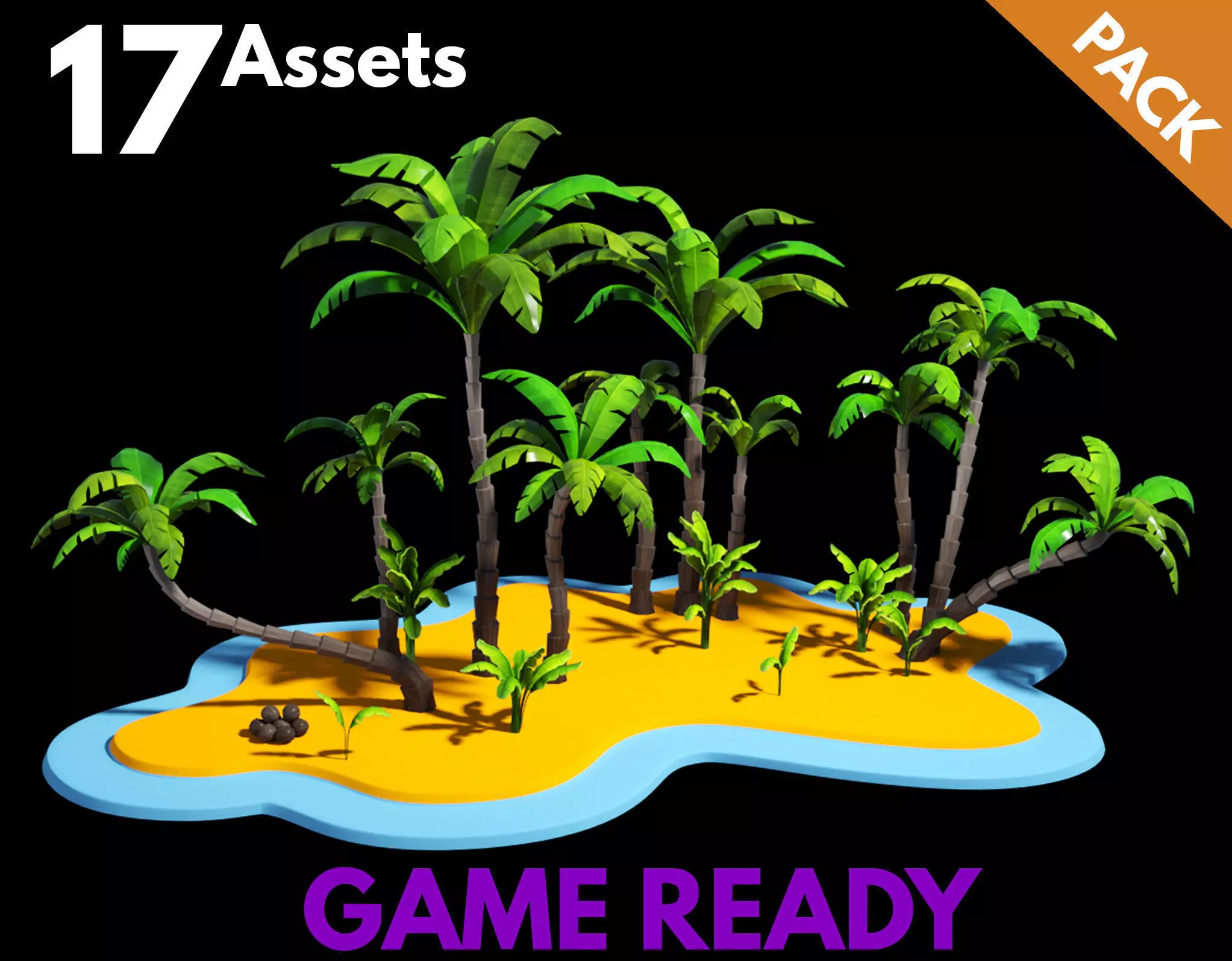 Palm Trees Package  Low-poly 3D model_0