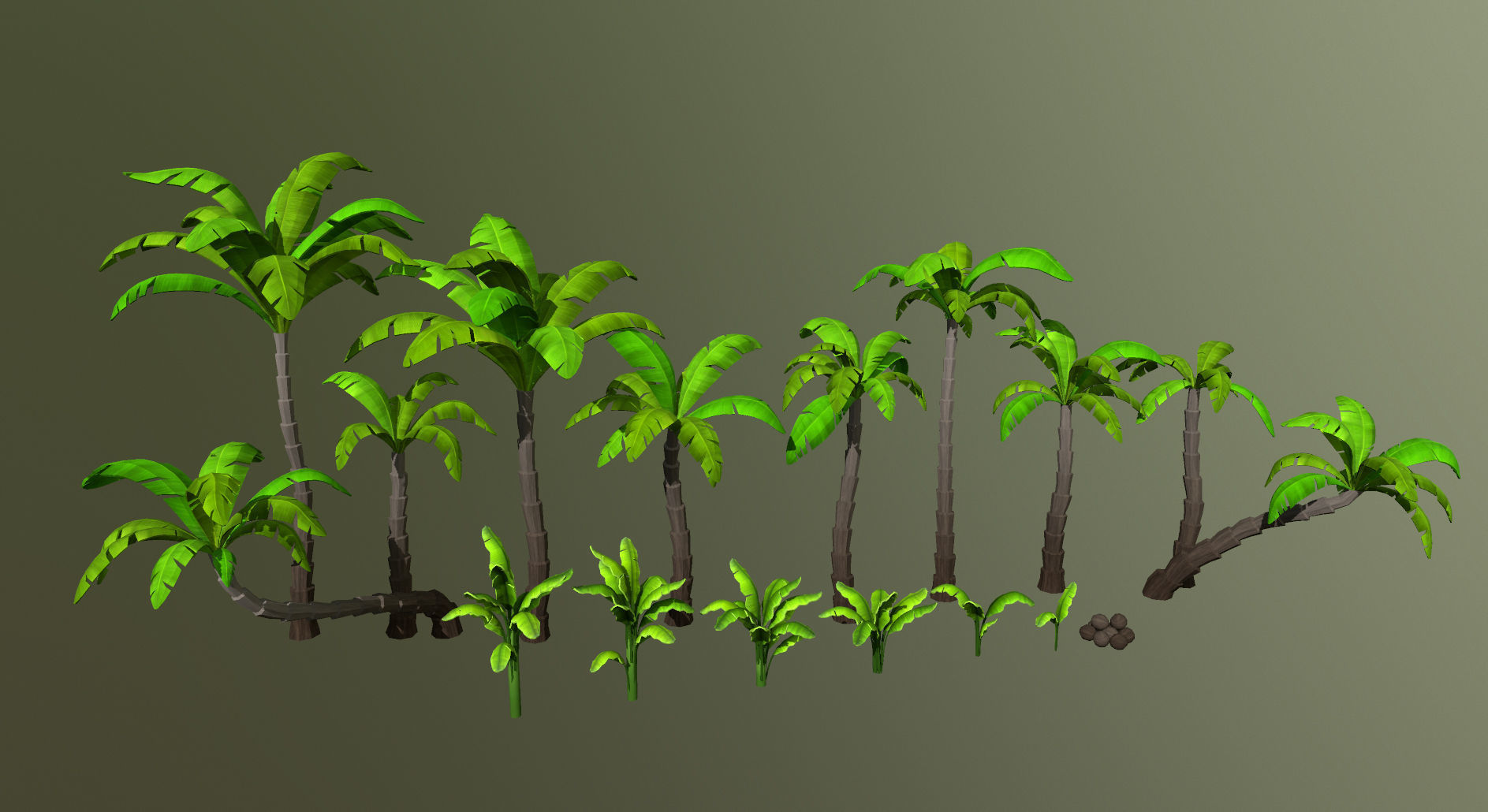 Palm Trees Package  Low-poly 3D model_4