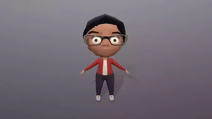 Female Chibi Character Low-poly 3D model