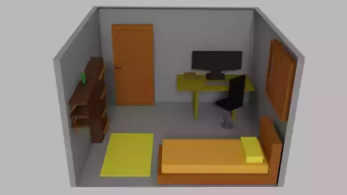 Low-Poly Interior Bedroom