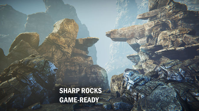 Sharp rocks Low-poly 3D model