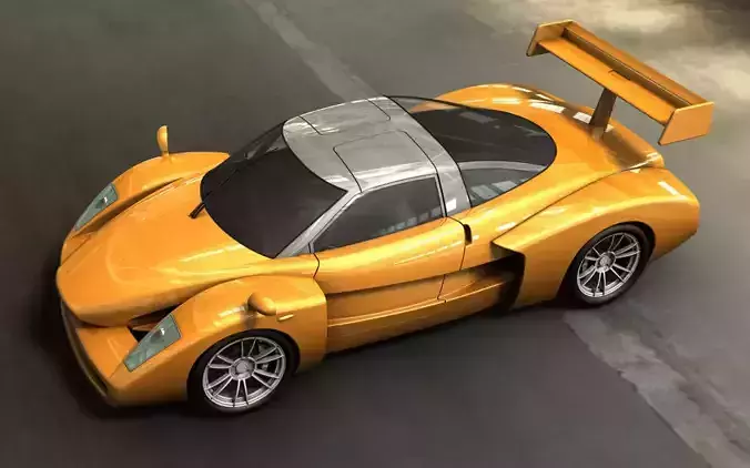 LeMansASGTV8 orange sports car parked in parking lot