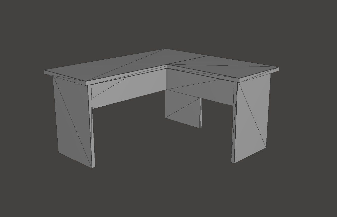 Desk L Work Office table Low-poly 3D model_16