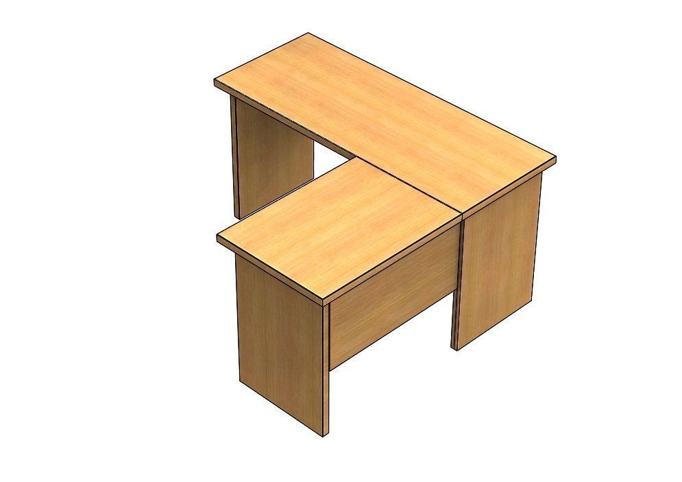 Desk L Work Office table Low-poly 3D model_7