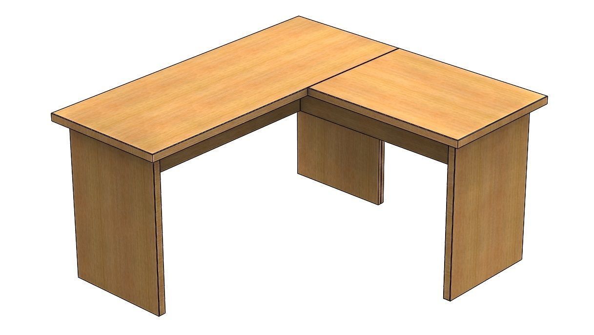 Desk L Work Office table Low-poly 3D model_10