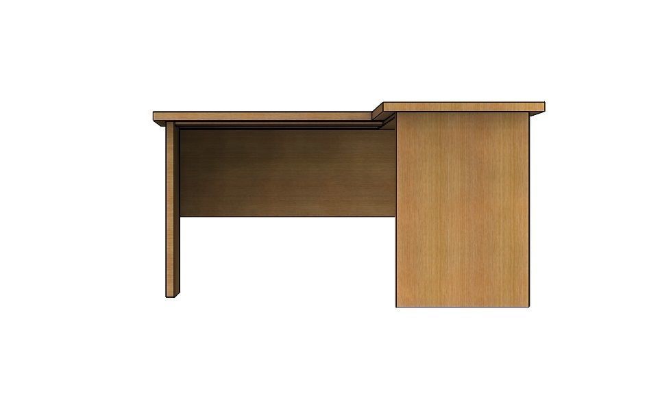 Desk L Work Office table Low-poly 3D model_1