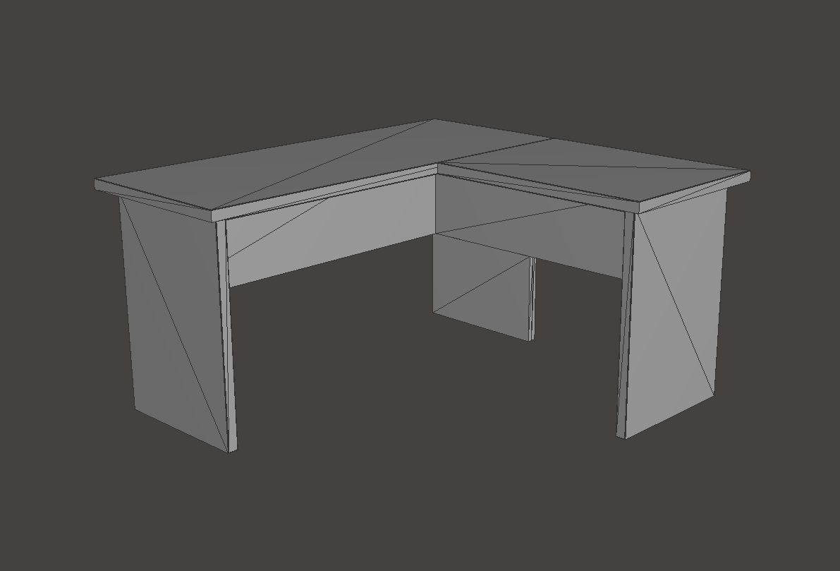 Desk L Work Office table Low-poly 3D model_13