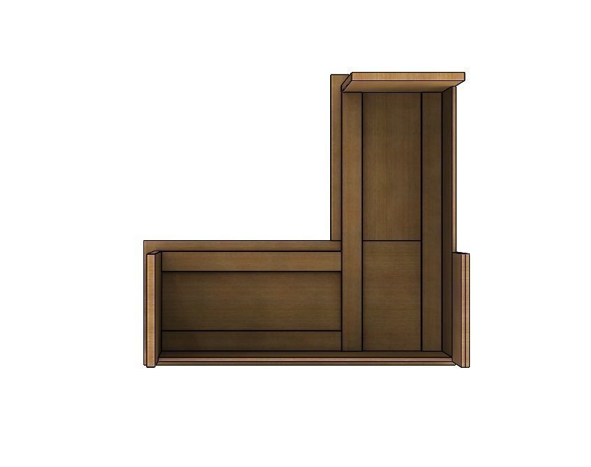 Desk L Work Office table Low-poly 3D model_3