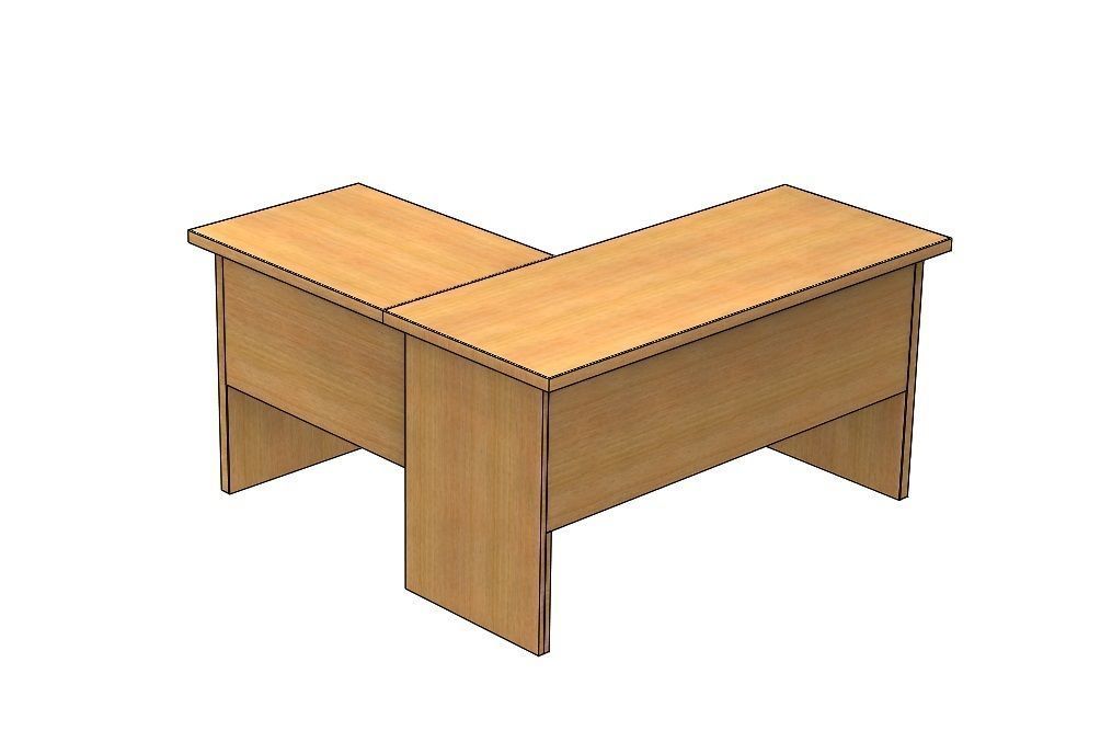Desk L Work Office table Low-poly 3D model_8