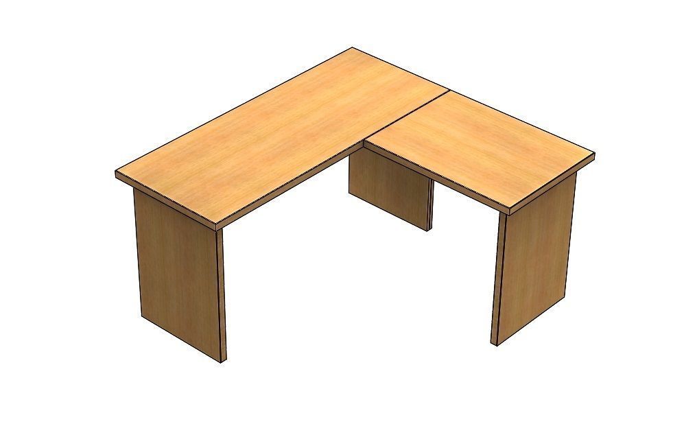Desk L Work Office table Low-poly 3D model_5