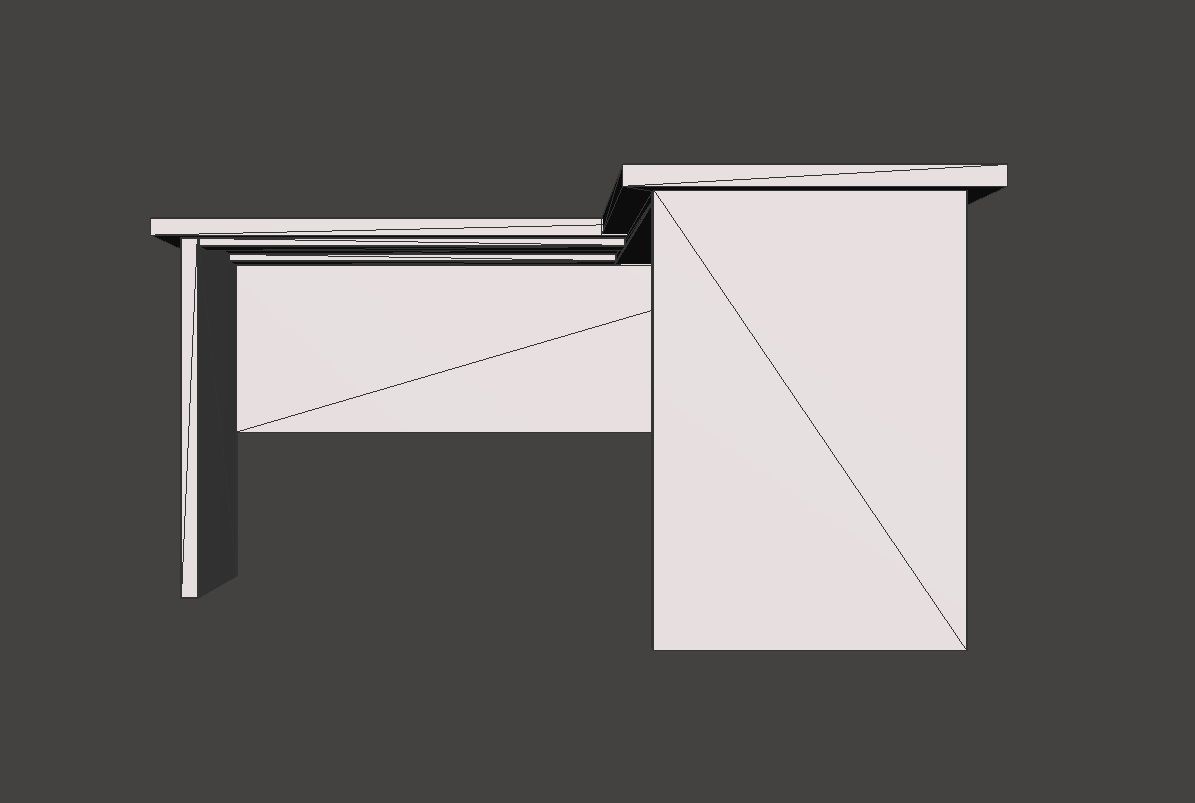 Desk L Work Office table Low-poly 3D model_15