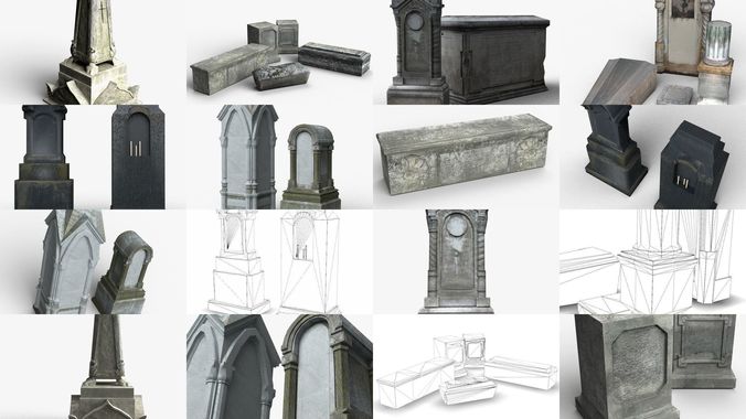 Tombstones 3D Model Collection