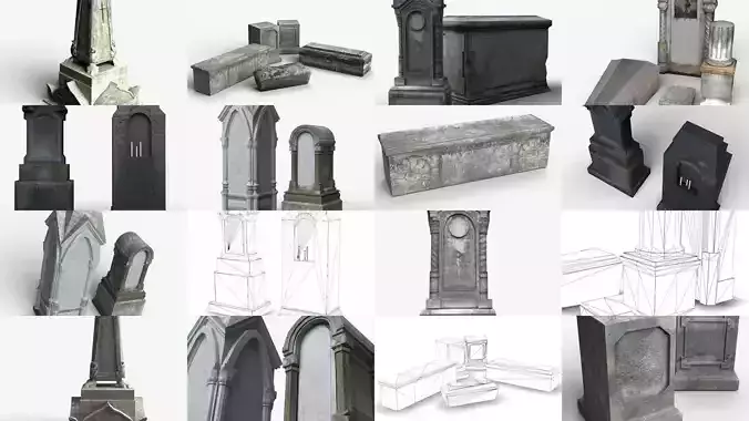 Tombstones 3D Model Collection