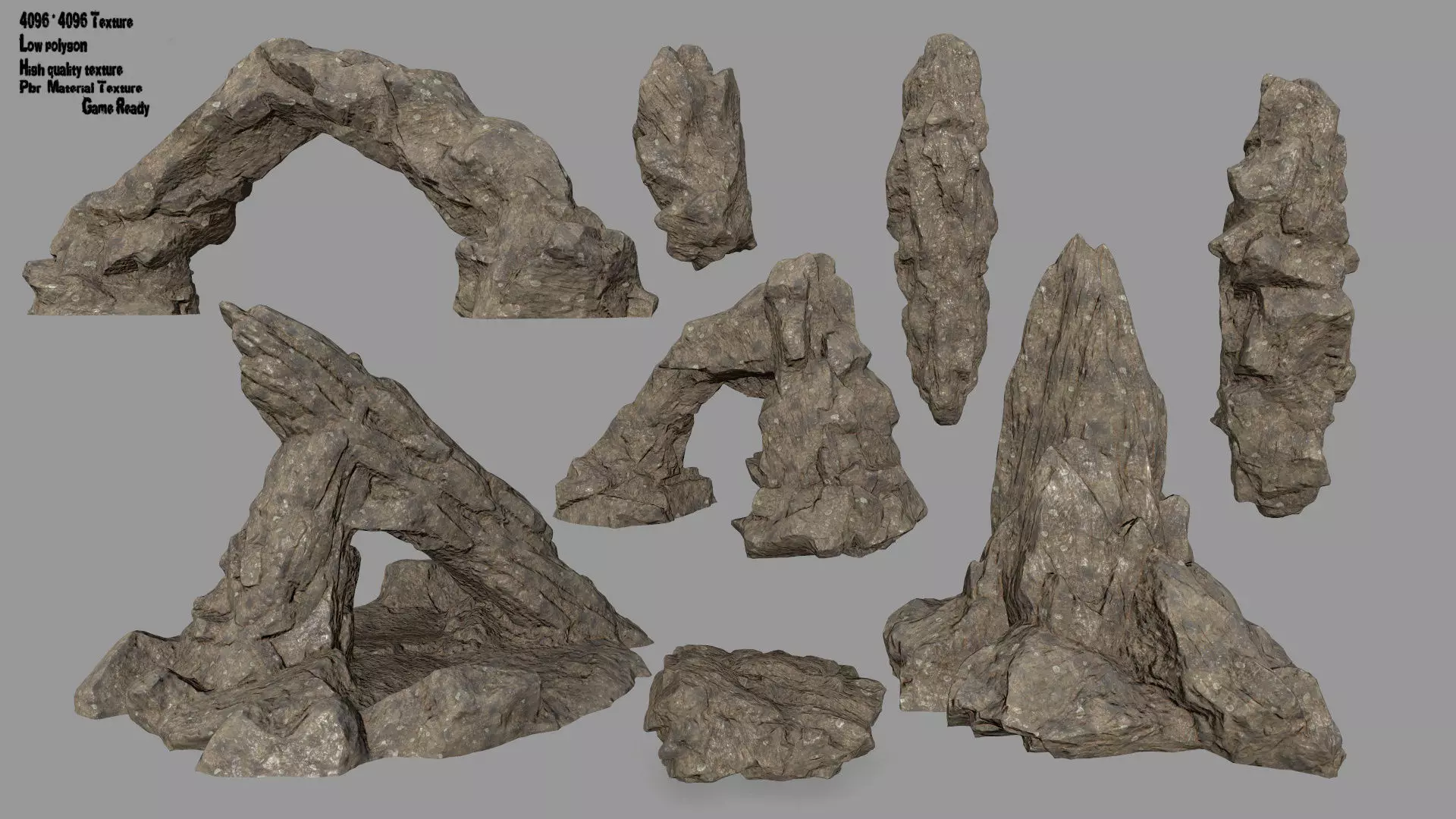 desert rocks  Low-poly 3D model_0