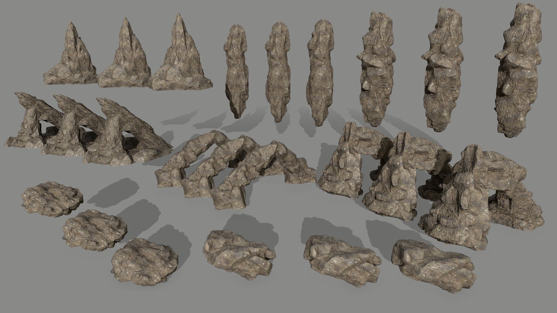 desert rocks  Low-poly 3D model_1