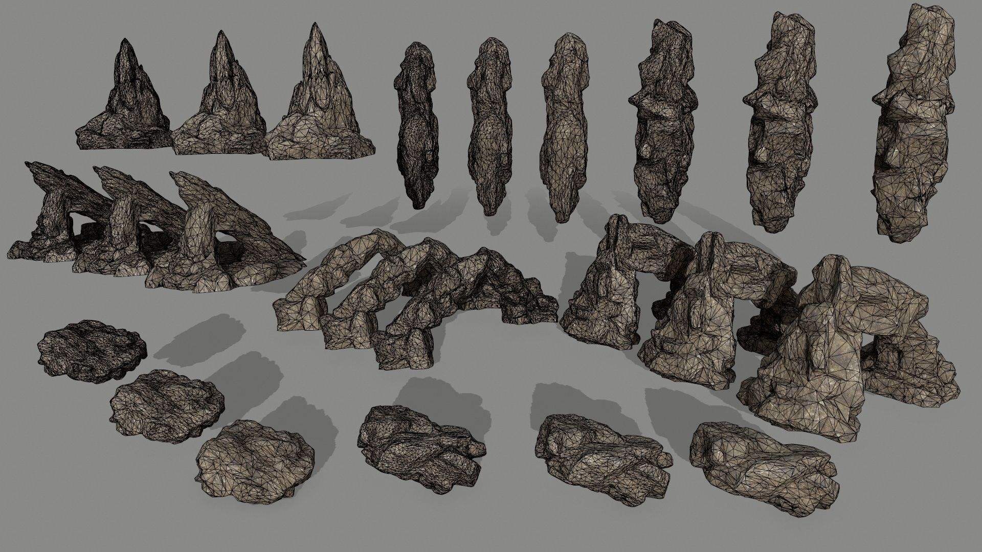 desert rocks  Low-poly 3D model_2