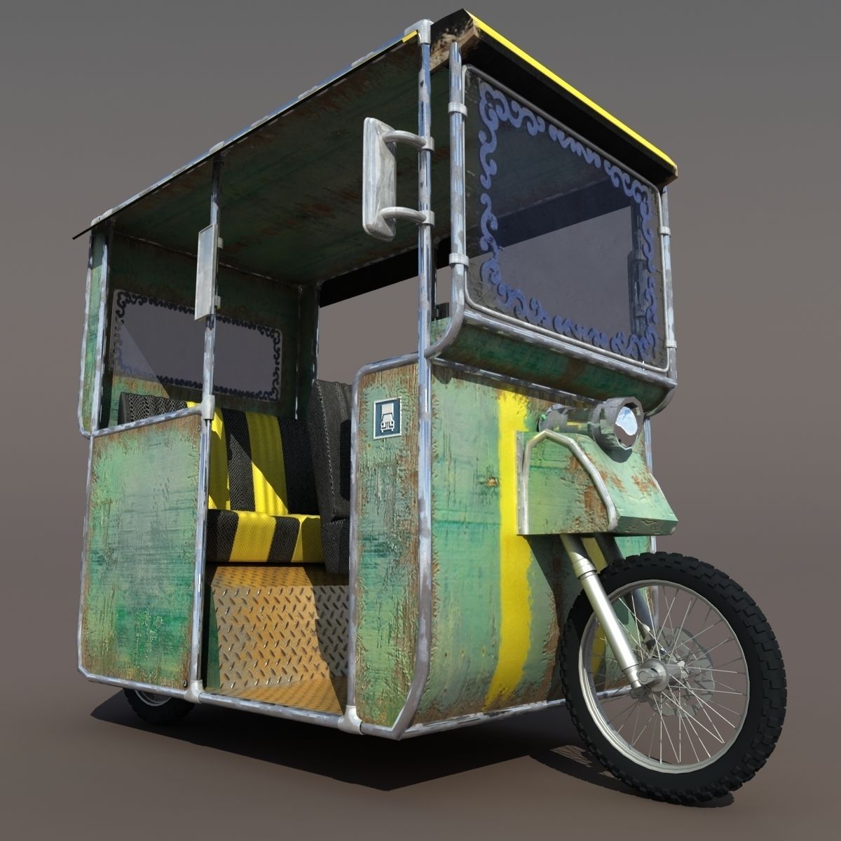 Old rickshaw 3D model_1