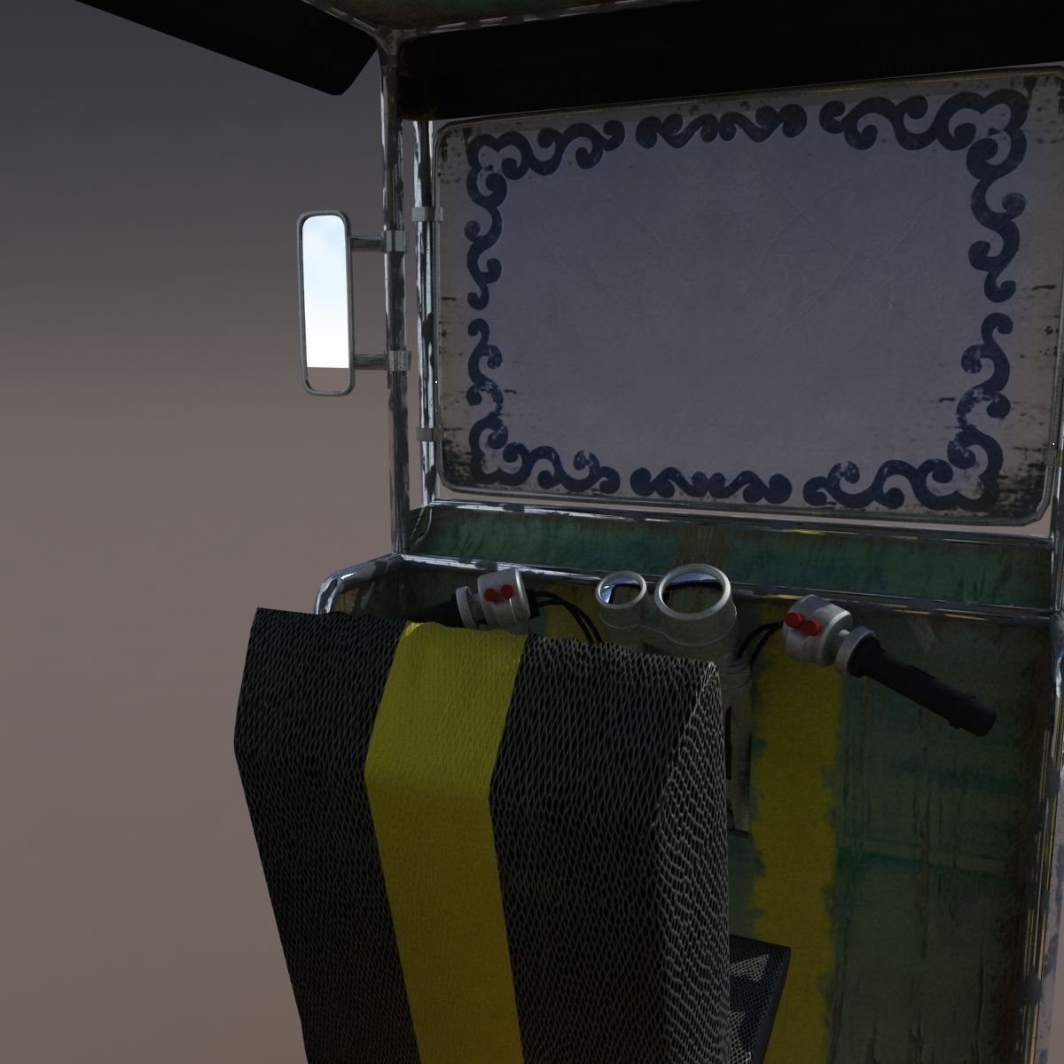 Old rickshaw 3D model_2