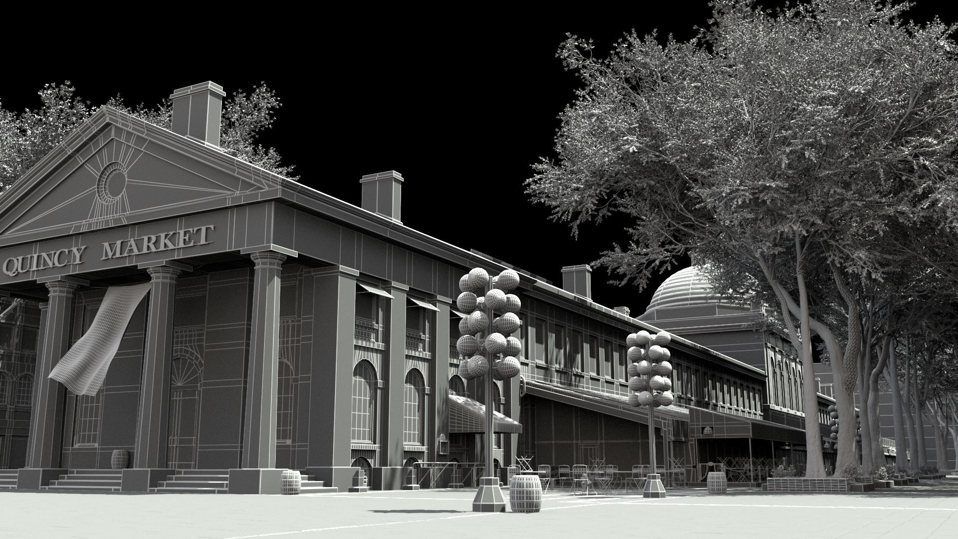 Quincy Market Boston Exterior 3D model_3