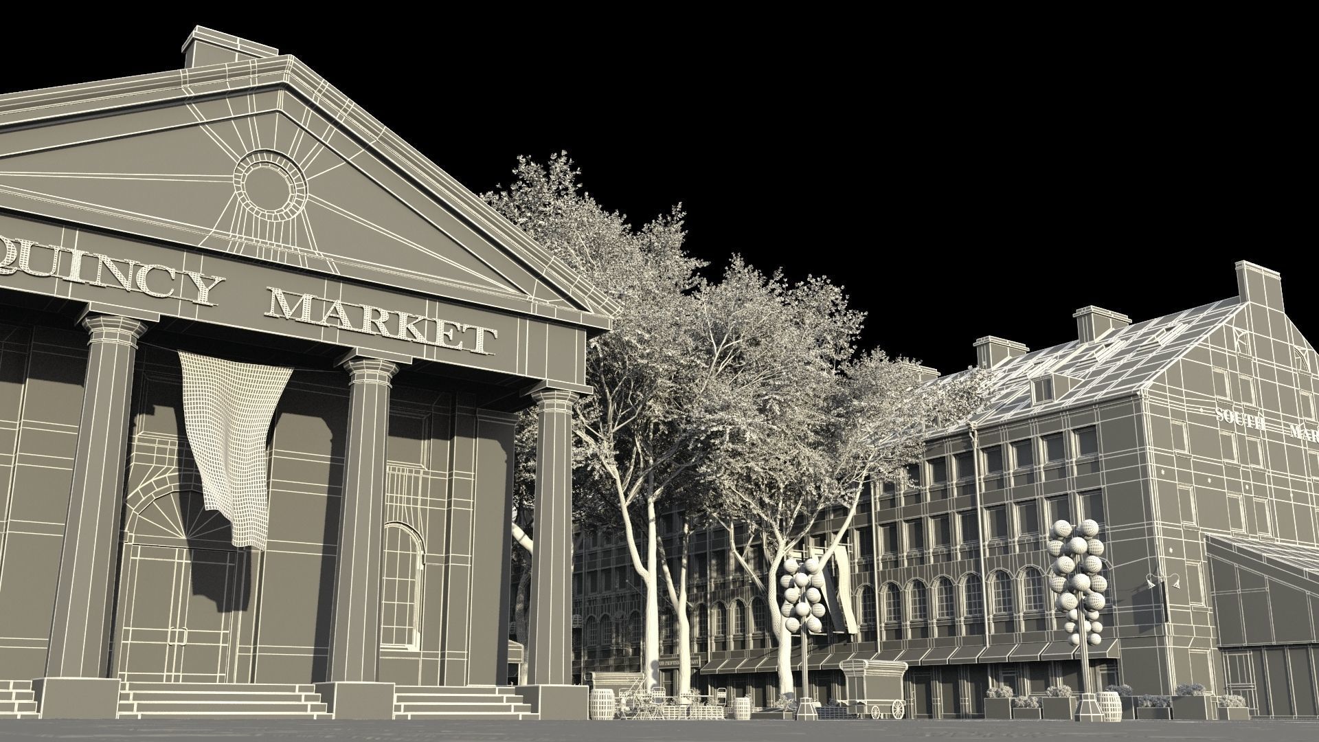 Quincy Market Boston Exterior 3D model_1