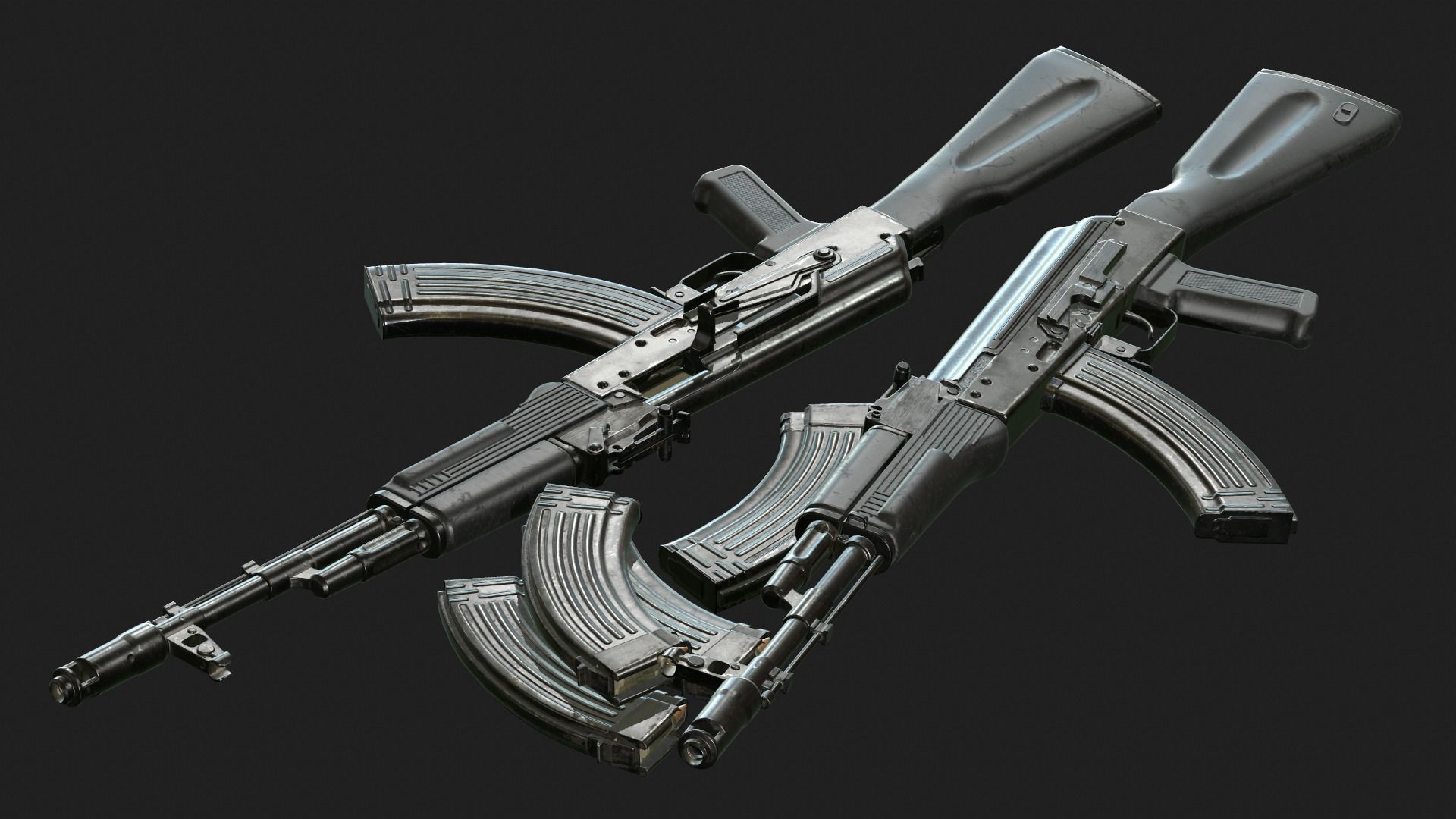 AK-103 two ak - rifles Free low-poly 3D model_12