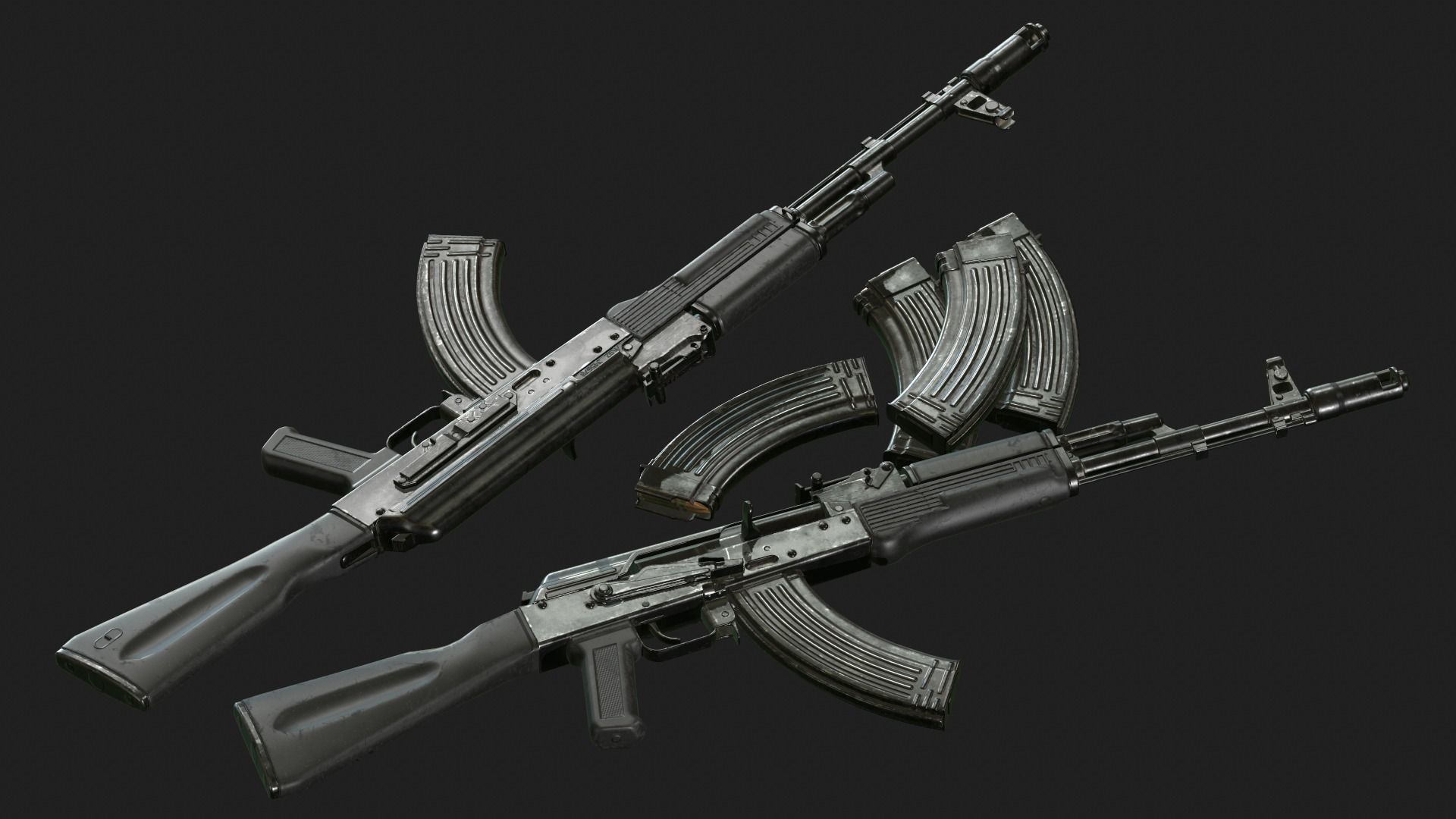 AK-103 two ak - rifles Free low-poly 3D model_11
