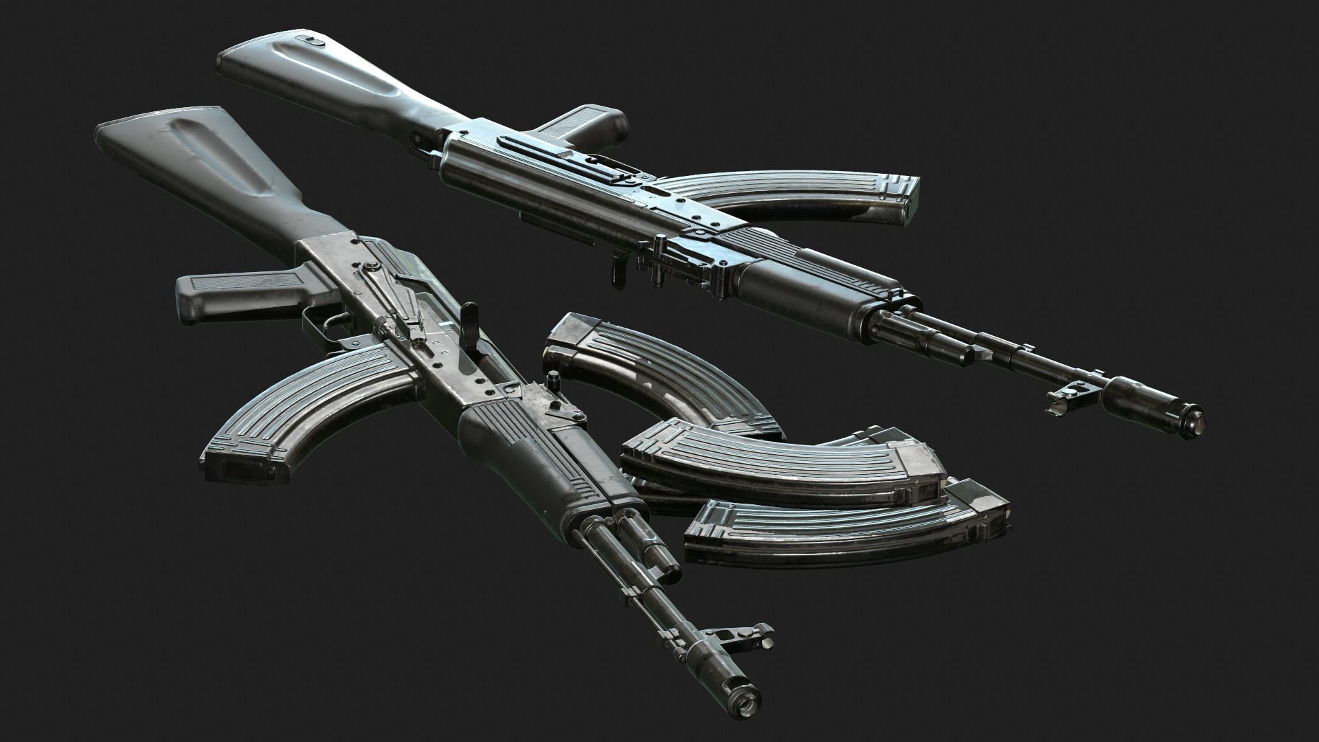 AK-103 two ak - rifles Free low-poly 3D model_13