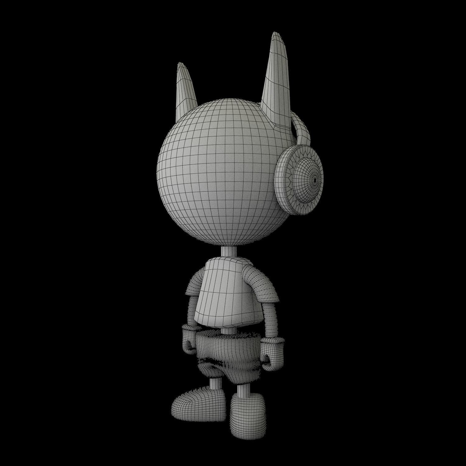 3D Character cartoon wearing headphones 3D model_3