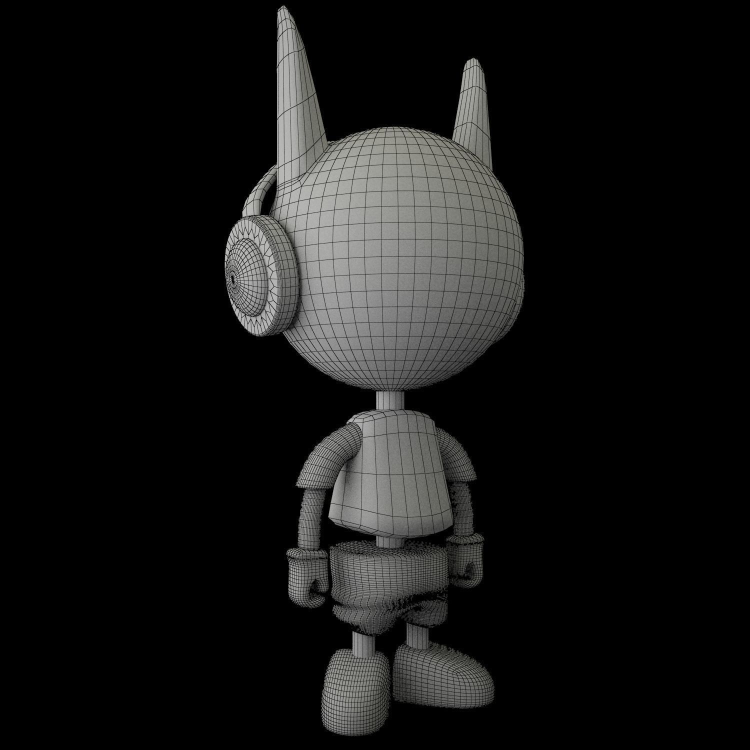 3D Character cartoon wearing headphones 3D model_7