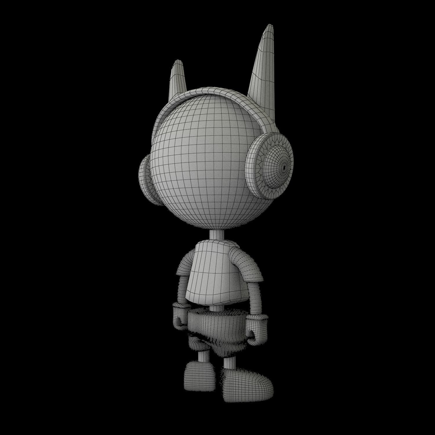 3D Character cartoon wearing headphones 3D model_4