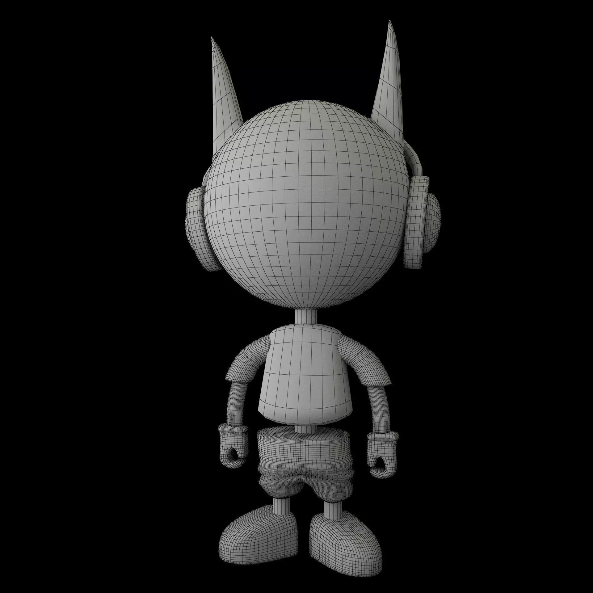 3D Character cartoon wearing headphones 3D model_0