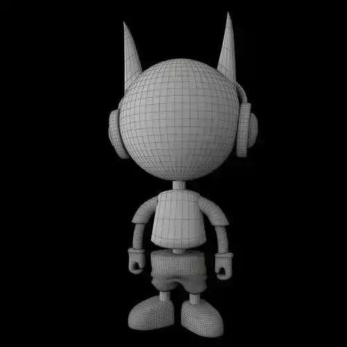 3D Character cartoon wearing headphones