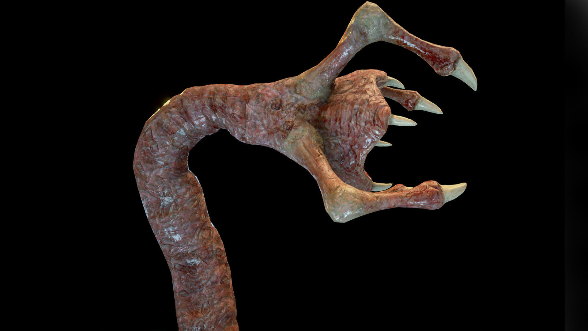 Meat Clawed Worm Low-poly 3D model_3