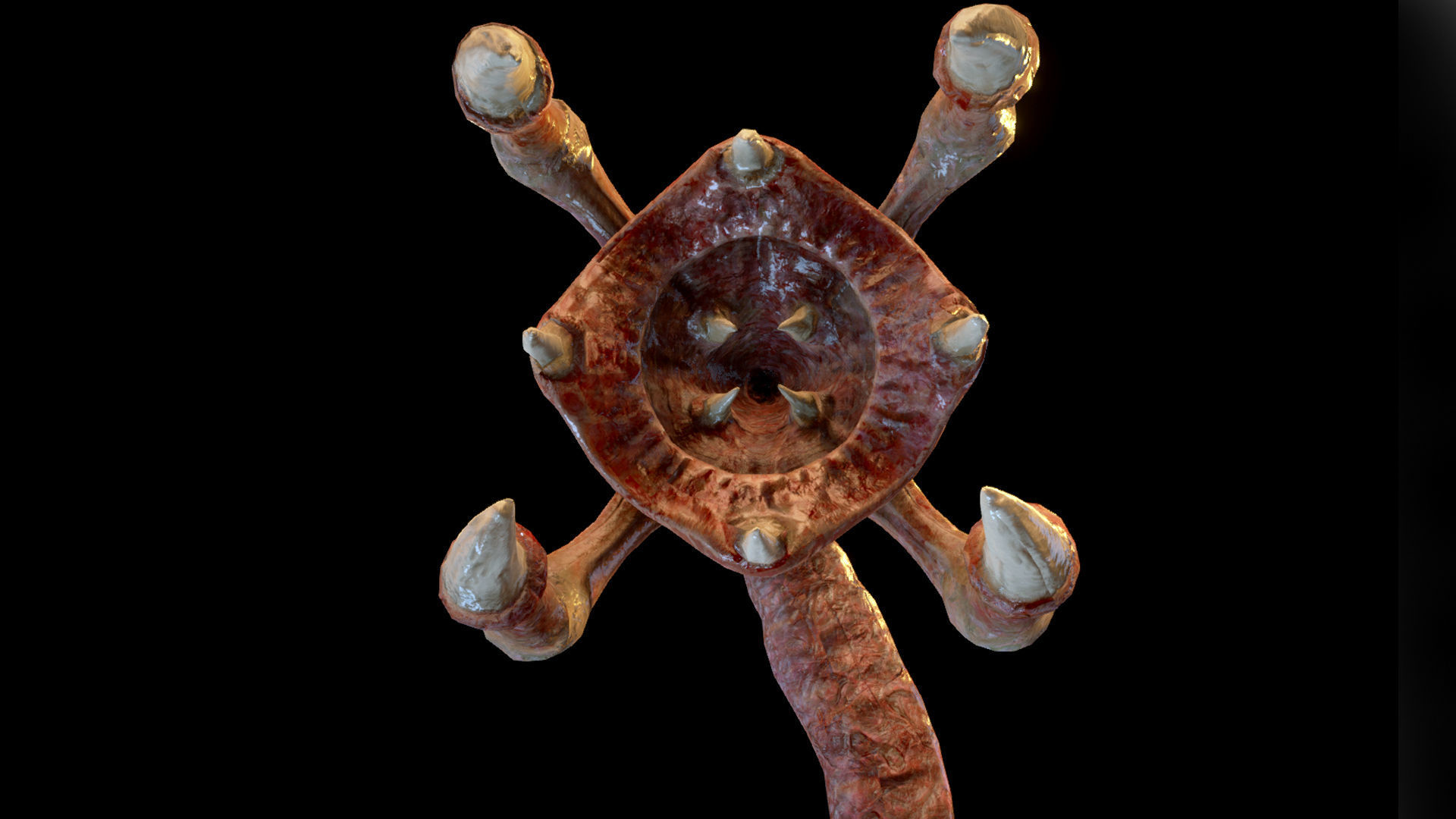 Meat Clawed Worm Low-poly 3D model_4