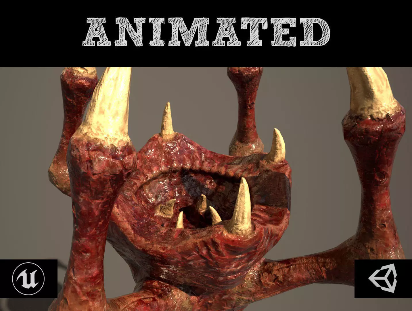 Meat Clawed Worm Low-poly 3D model_0