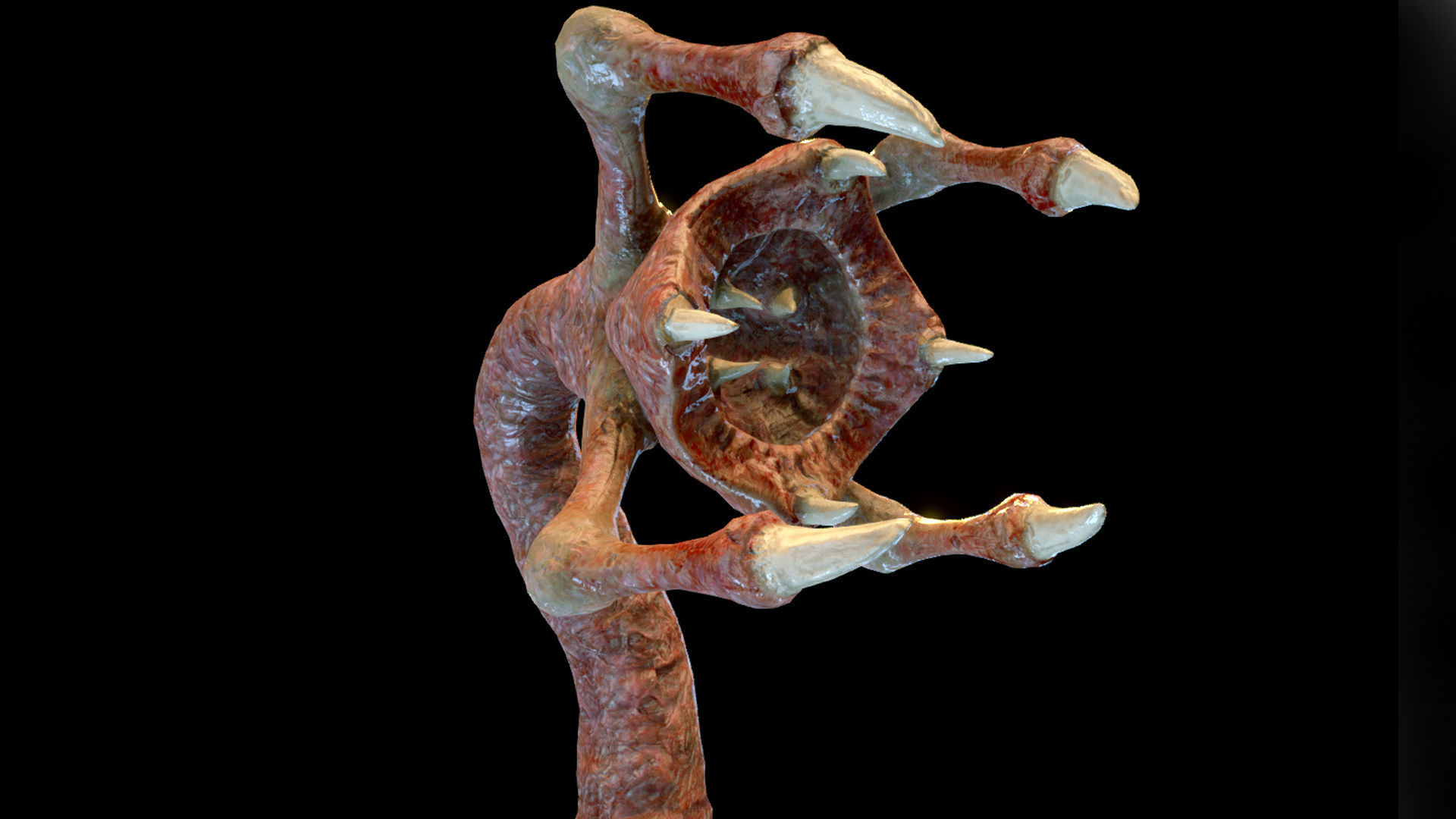 Meat Clawed Worm Low-poly 3D model_2