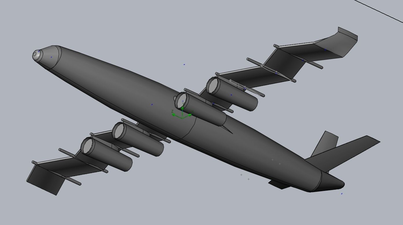 Waved Zigzag Wing Theoretical Heavy Cargo Plane  3D print model_5
