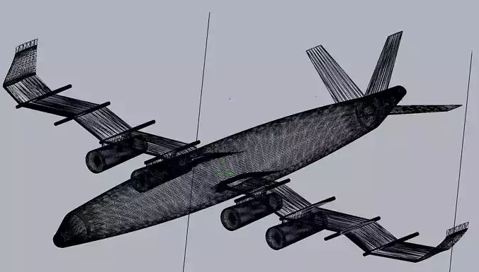 Waved Zigzag Wing Theoretical Heavy Cargo Plane  3D print model