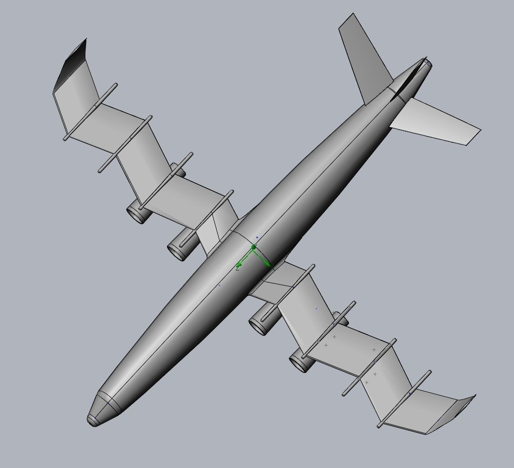 Waved Zigzag Wing Theoretical Heavy Cargo Plane  3D print model_3