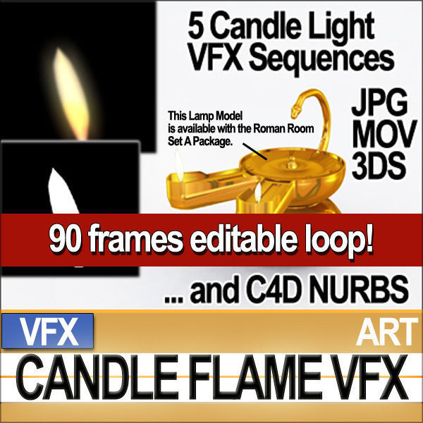 Visual FX Candle Flame Animation 90 Frames 3D model_1