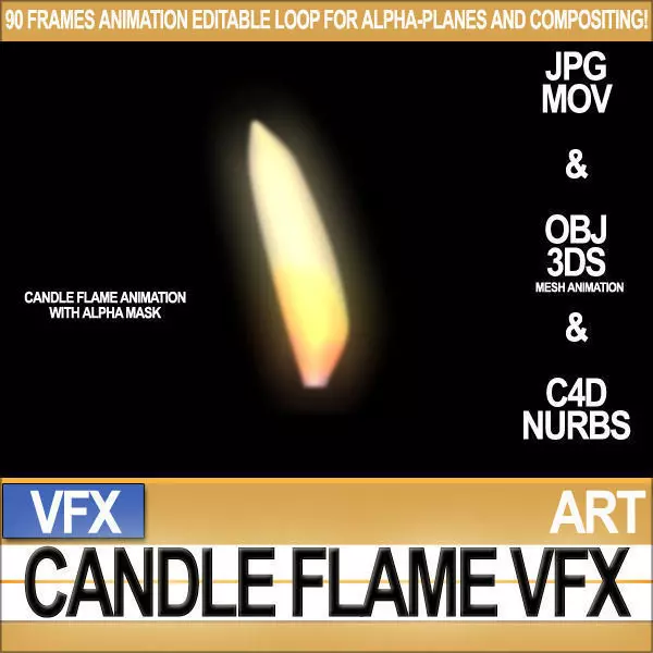 Visual FX Candle Flame Animation 90 Frames 3D model_0